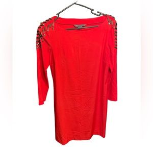NWOT stunning red Armani Exchange dress with embellishments on the shoulders
